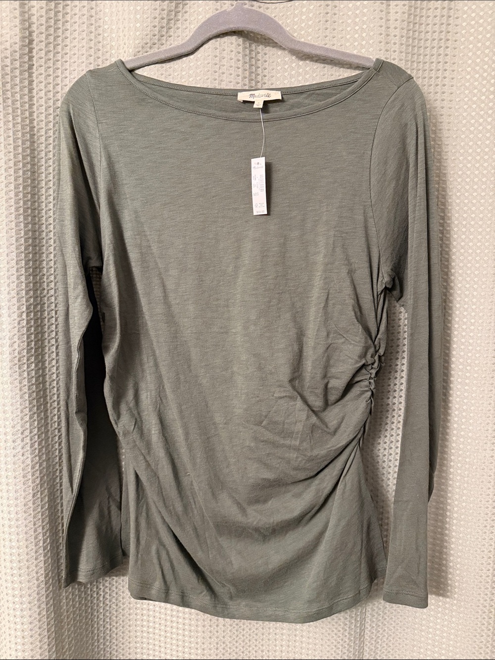 Madewell Long-Sleeve Ruched Side Tee - Sage